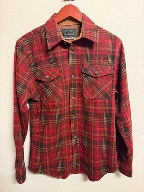 JACHS New York Plaid Flannel Shirt Jacket Men’s Small Red Brown Button Front